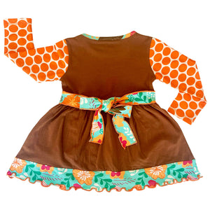 AnnLoren Girls Holiday Orange Pumpkin Patch Autumn Thanksgiving Dress & Leggings-1