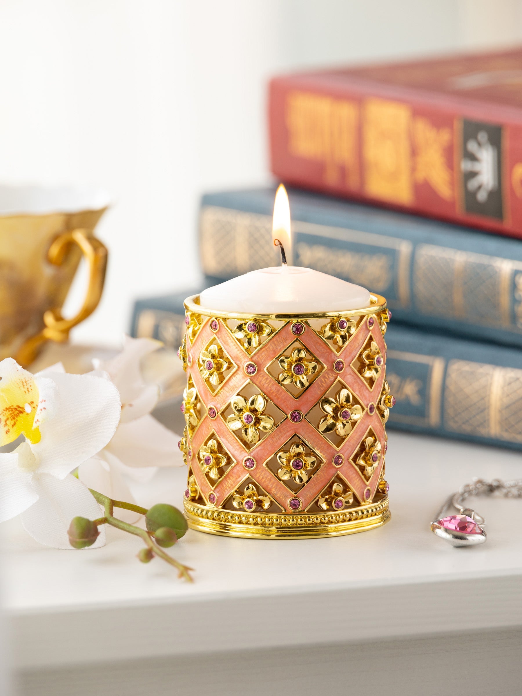 Pink Decorated Candle Holder-1