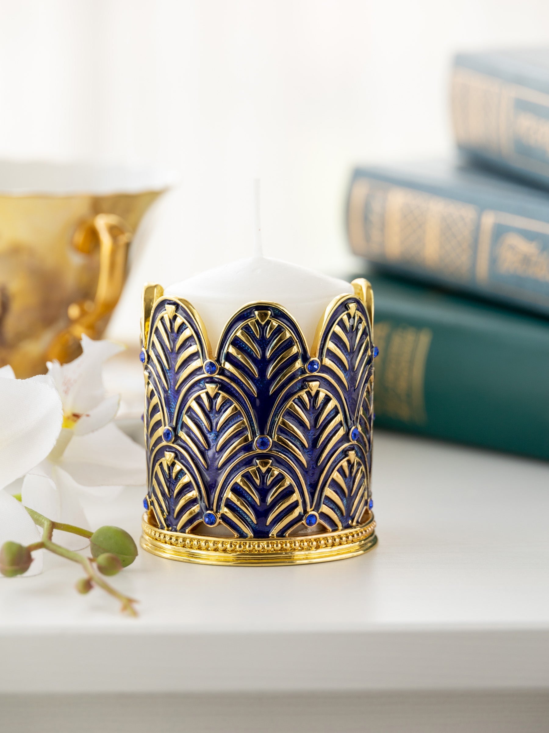 Blue Decorated Candle Holder-7