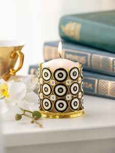 Golden Decorated Candle Holder with Circles Pattern-1