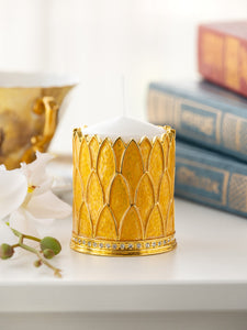 Yellow Decorated Candle Holder-4