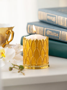 Yellow Decorated Candle Holder-1