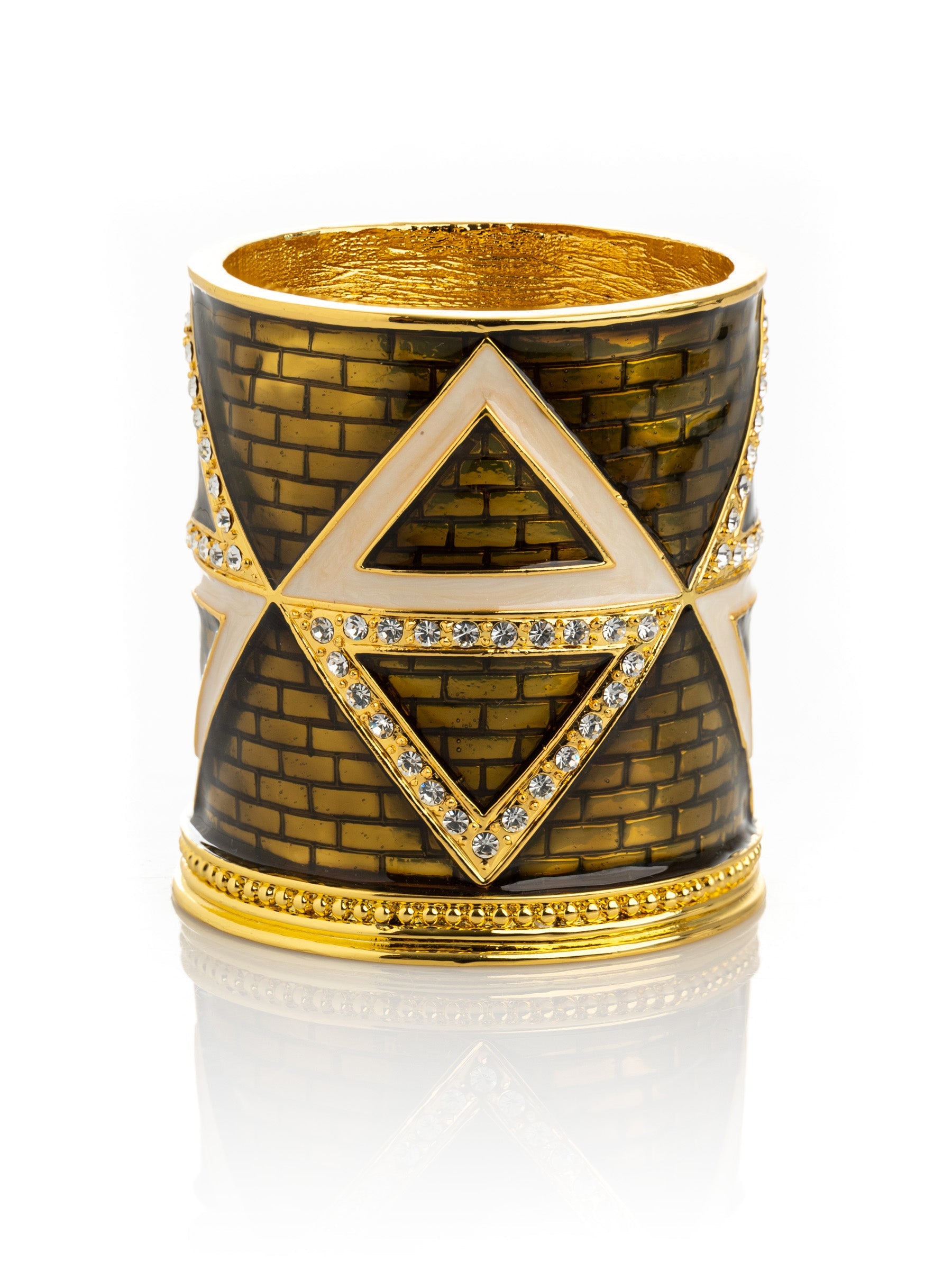Golden Brown Decorated Candle Holder with Triangles Pattern-3