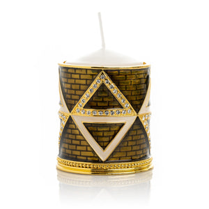 Golden Brown Decorated Candle Holder with Triangles Pattern-0