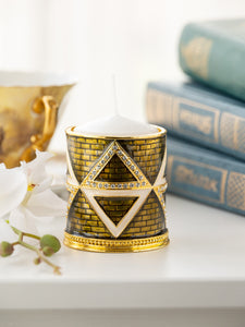 Golden Brown Decorated Candle Holder with Triangles Pattern-4