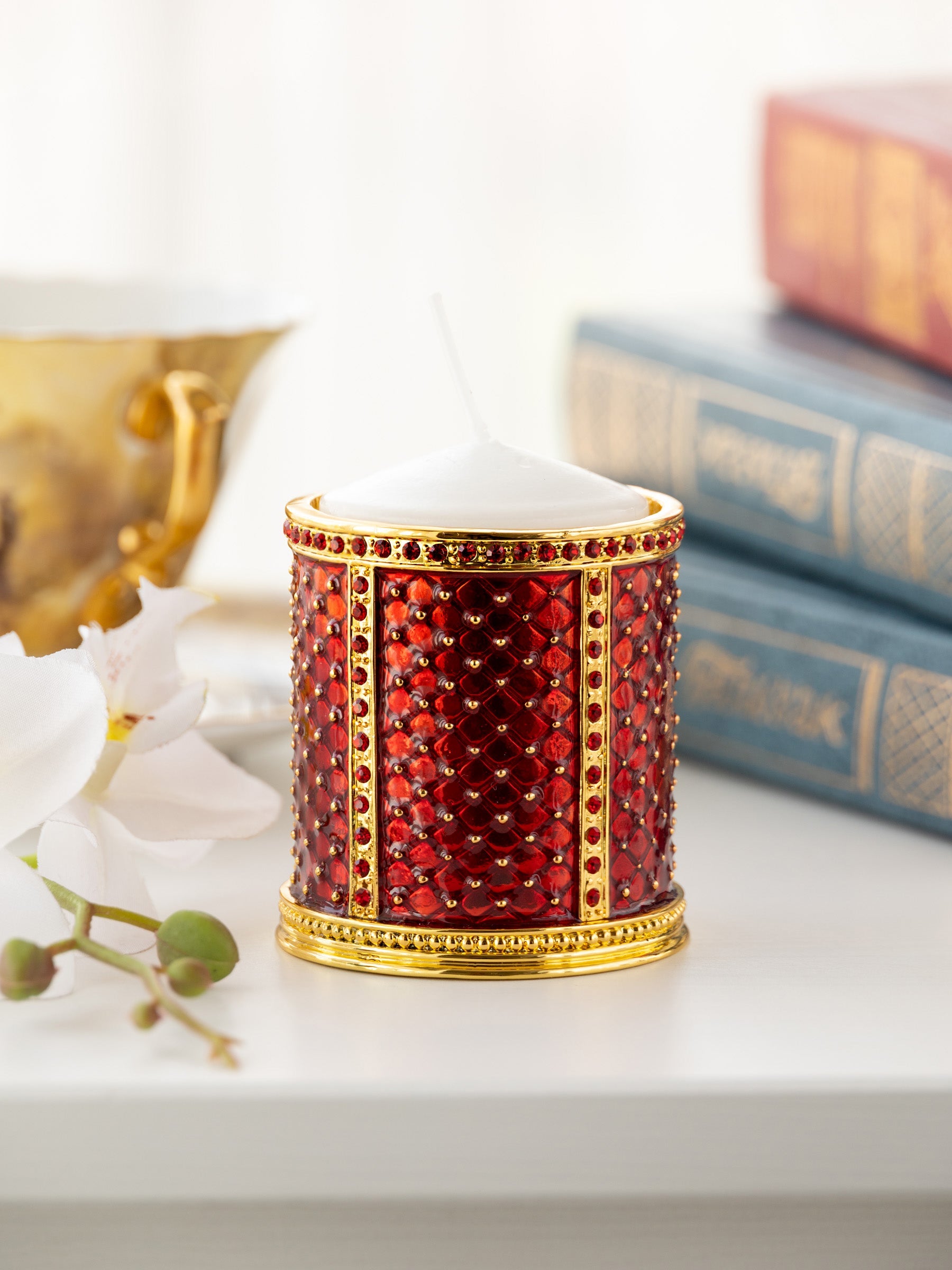 Red Decorated Candle Holder-3