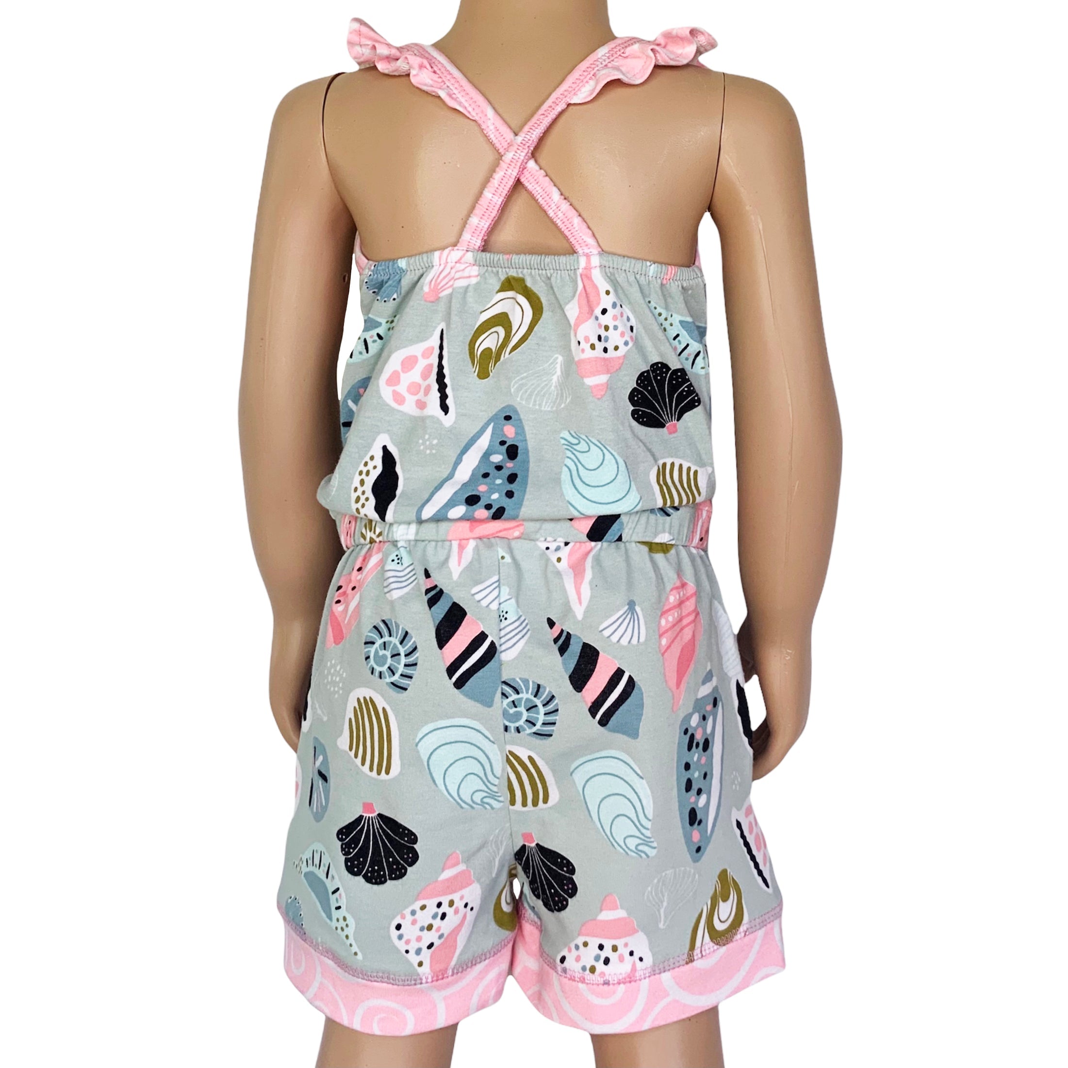 AnnLoren Girls Boutique Shells by the Seashore Jumpsuit Spring/Summer Romper-1