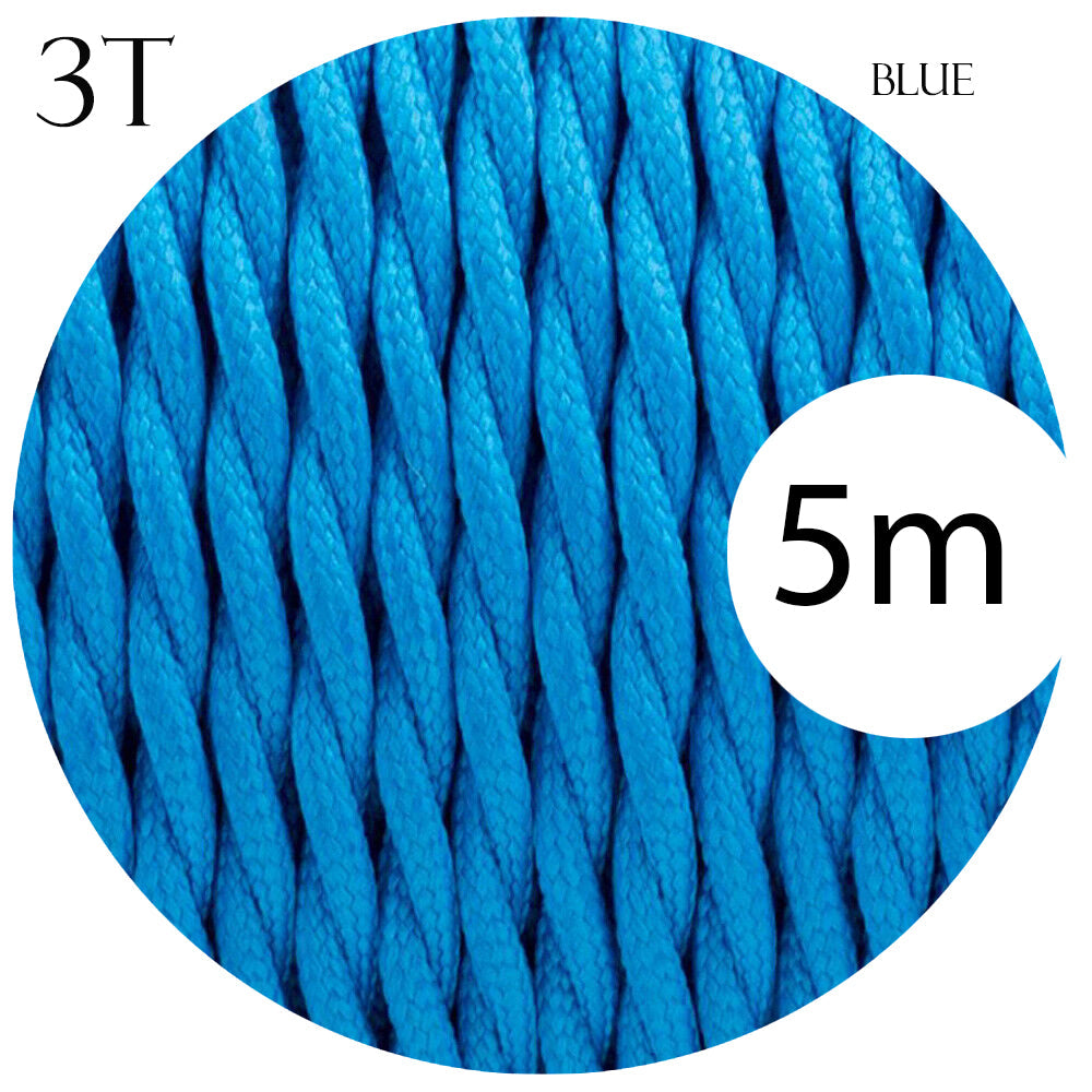 Cloth Covered Electric 3 Core Twisted Cable Blue~2108-5