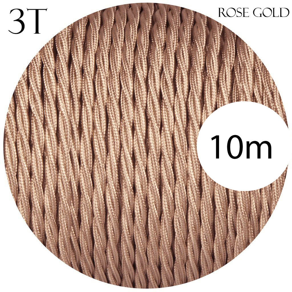 3 Core Twisted 0.75mm Fabric Cable Rose Gold~2098-4