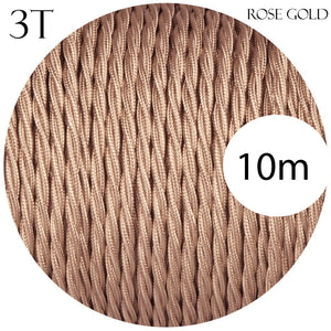 3 Core Twisted 0.75mm Fabric Cable Rose Gold~2098-4