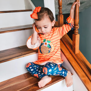 Girls Orange & Blue Fall Harvest Pumpkin Tunic and Leggings-3