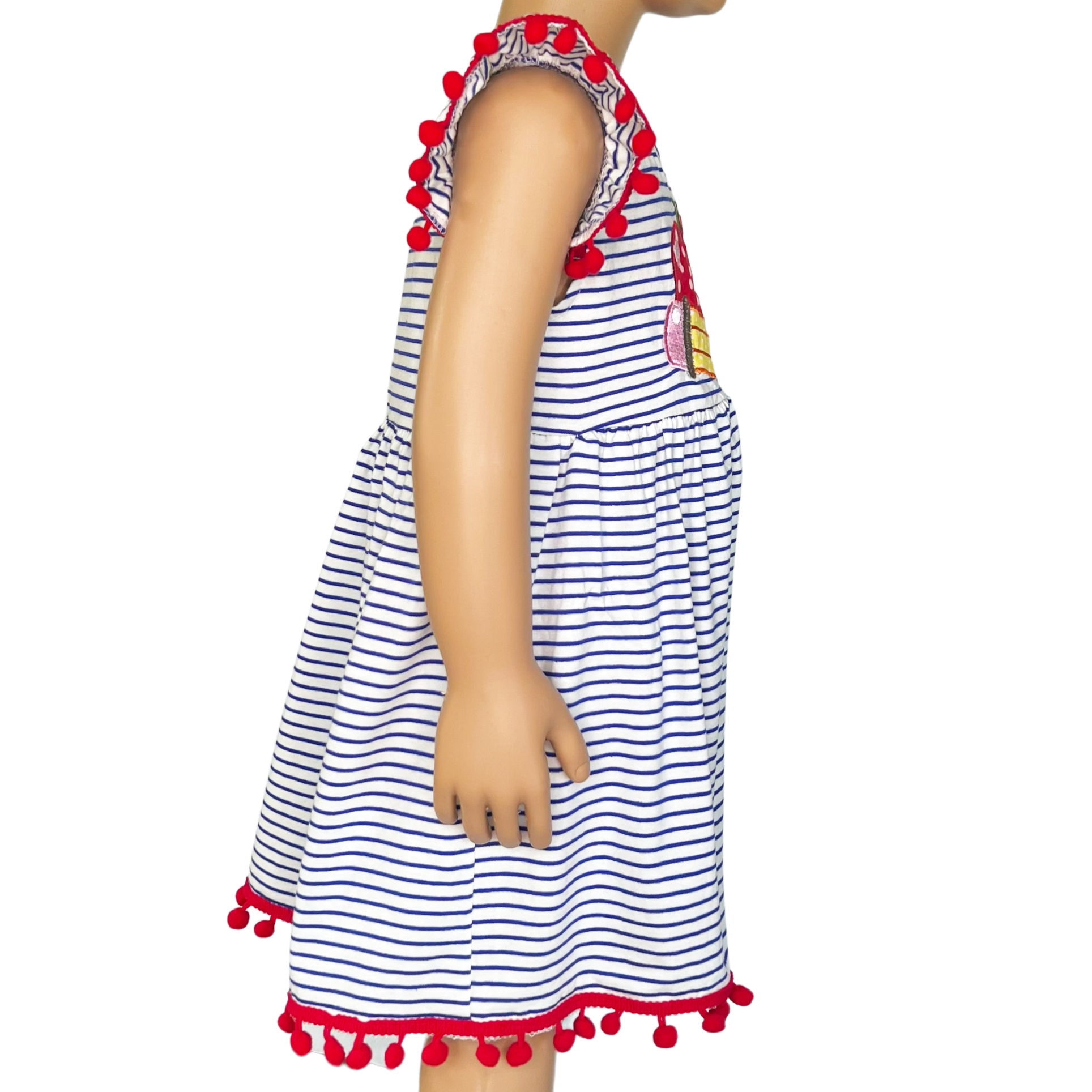Girls Back to School Dress with Apple and Pencil applique-7