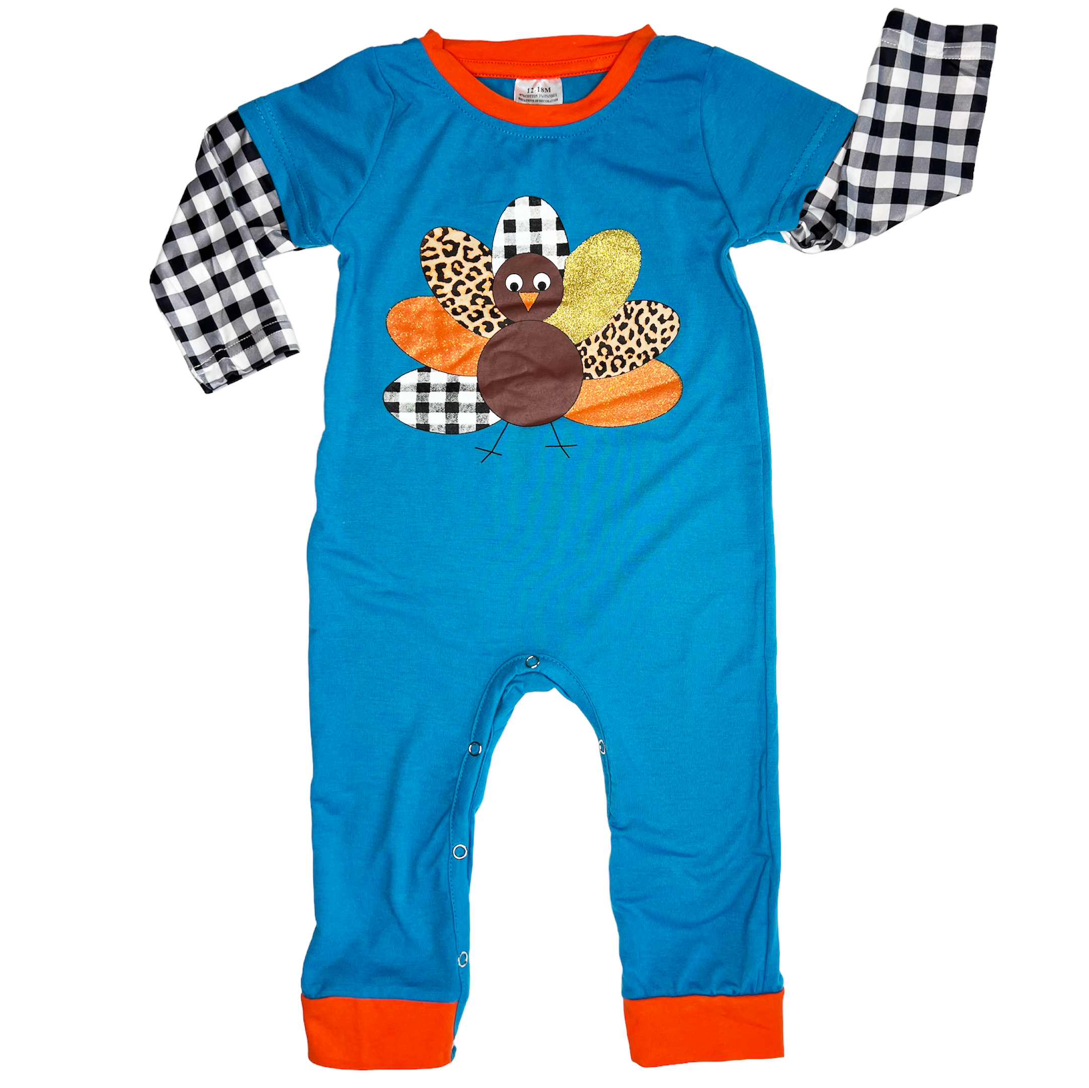 Boys Long Sleeve Thanksgiving Turkey Baby Toddler Romper-5