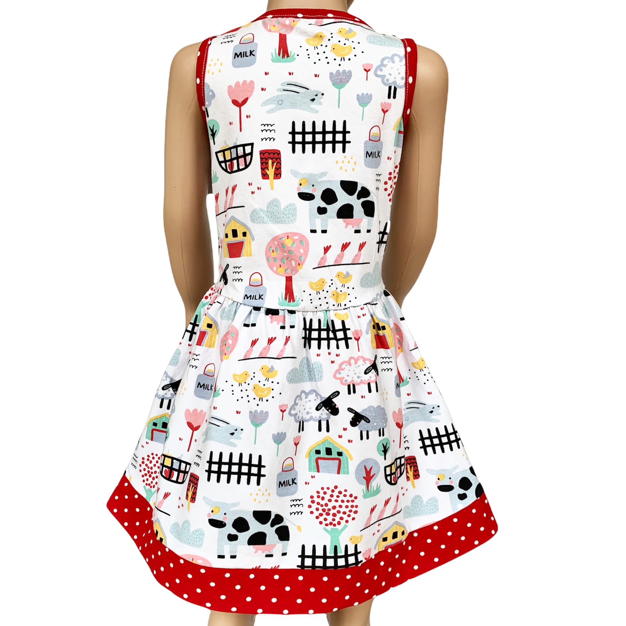 AnnLoren Little & Big Girls Farm Animal Sleeveless Cotton Swing Dress-1