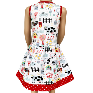 AnnLoren Little & Big Girls Farm Animal Sleeveless Cotton Swing Dress-1
