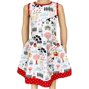 AnnLoren Little & Big Girls Farm Animal Sleeveless Cotton Swing Dress-0