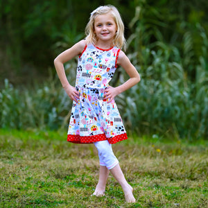 AnnLoren Little & Big Girls Farm Animal Sleeveless Cotton Swing Dress-6