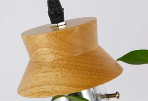 Modern Plant Pendant Light - Wood & Glass Bottle Decor for Restaurant, Bar, Cafe - E27 Hang Lamp