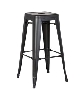 30" Matte Black Backless Metal Barstool With A Set Of 2