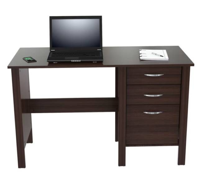 47" Espresso Mirrored Computer Desk With Three Drawers