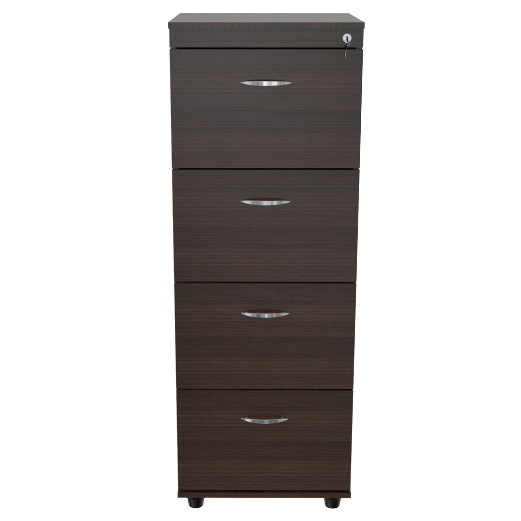 Espresso Wood Finish Four Large Drawer Filing Cabinet - 99fab 