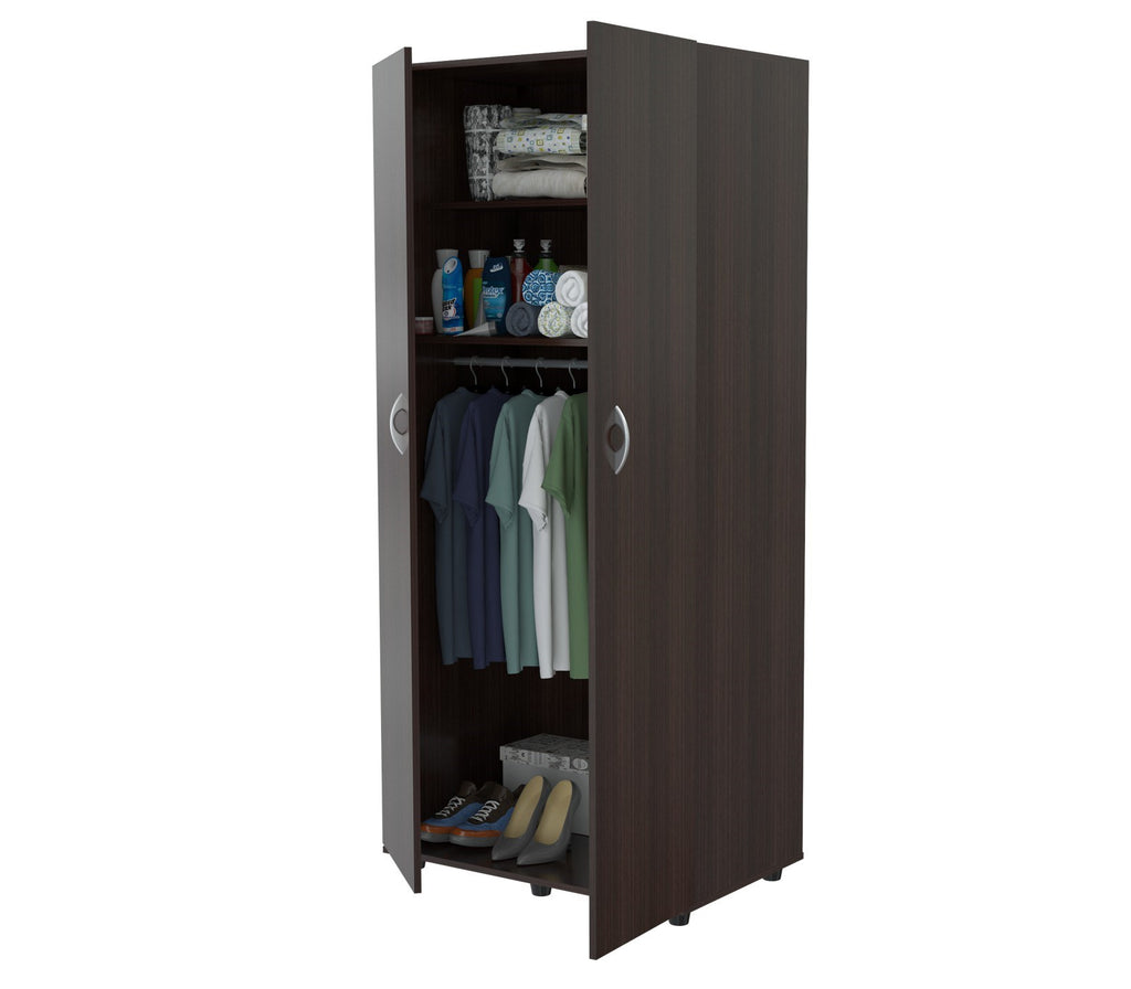 Espresso Finish Wood Wardrobe With Two Doors - 99fab 