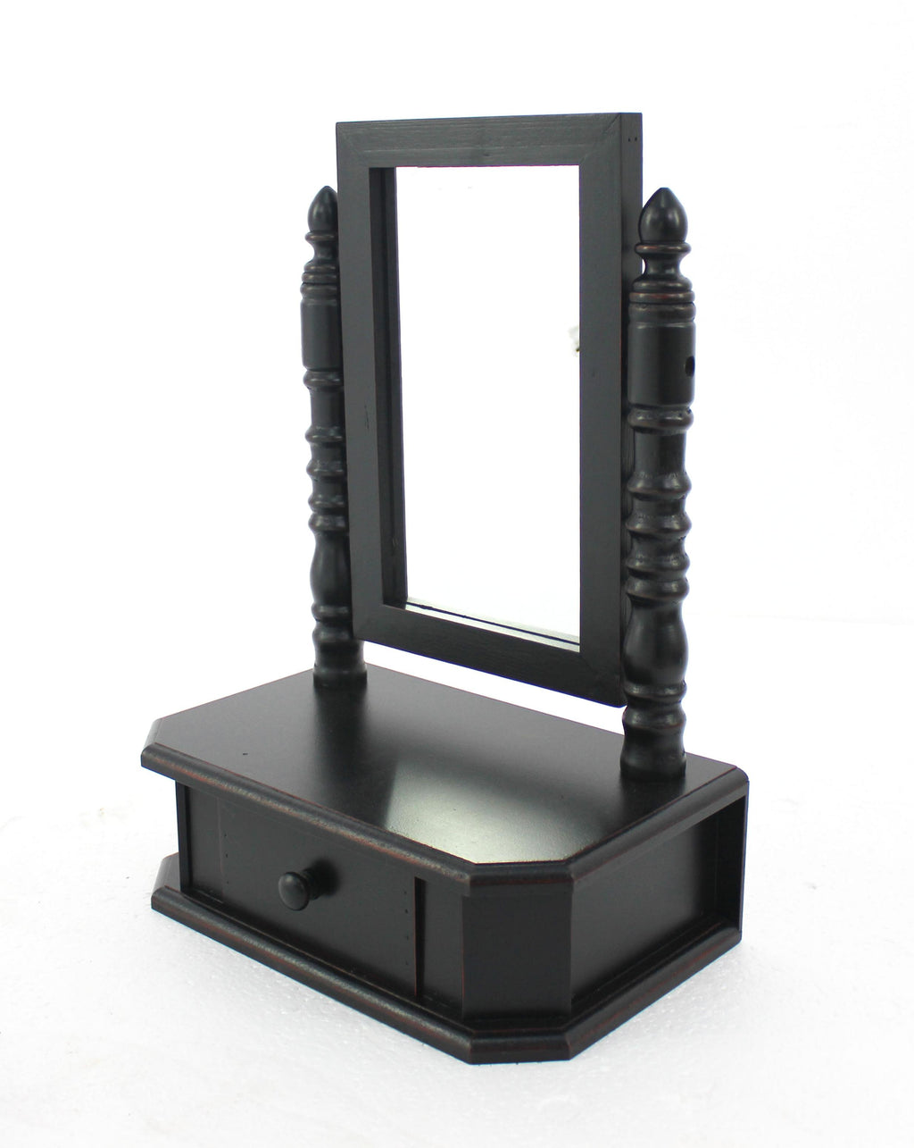 8.5 X 14 X 20 Black Traditional Drawer  Table Mirror - 99fab 