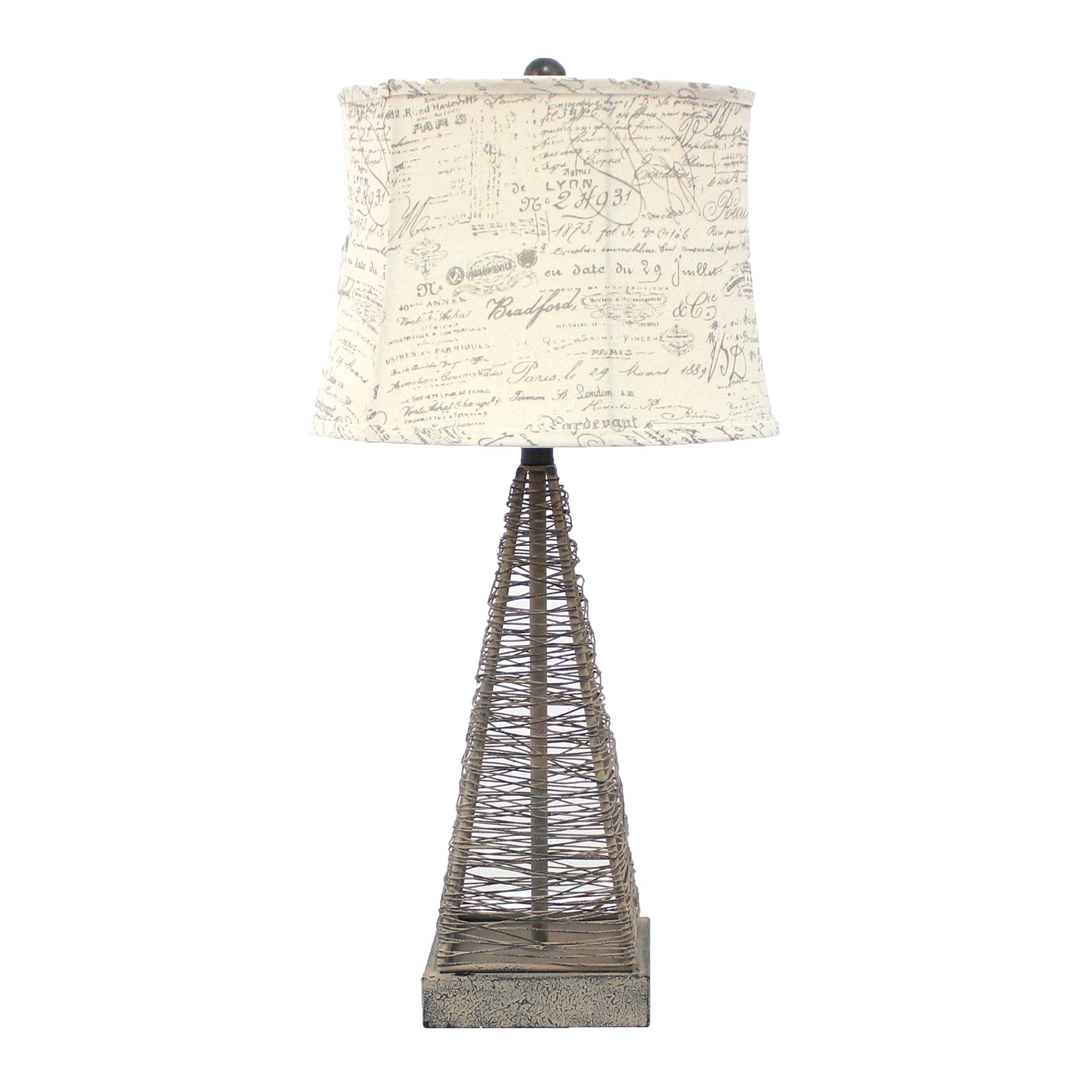 15 X 13 X 28.5 Tan Industrial Metal With Gentle Linen Shade - Table Lamp