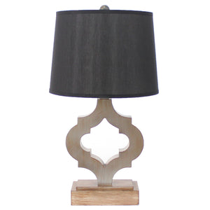 12 X 14 X 25.25 Black Traditional Wooden Linen Shade - Table Lamp