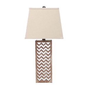 6 X 6 X 27.5 Tan Metal Mirror - Table Lamp