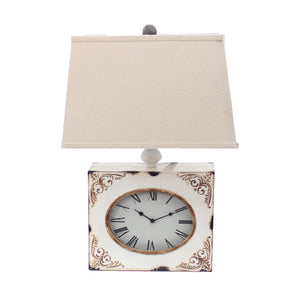 7 X 7 X 22 White Vintage Metal Clock Base - Table Lamp