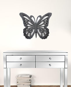 18.5" X 23.25" X 4.25" Black Rustic Butterfly Wooden  Wall Decor