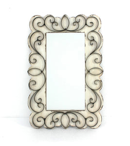 33" Antique Rectangle Accent Mirror Wall Mounted With Frame