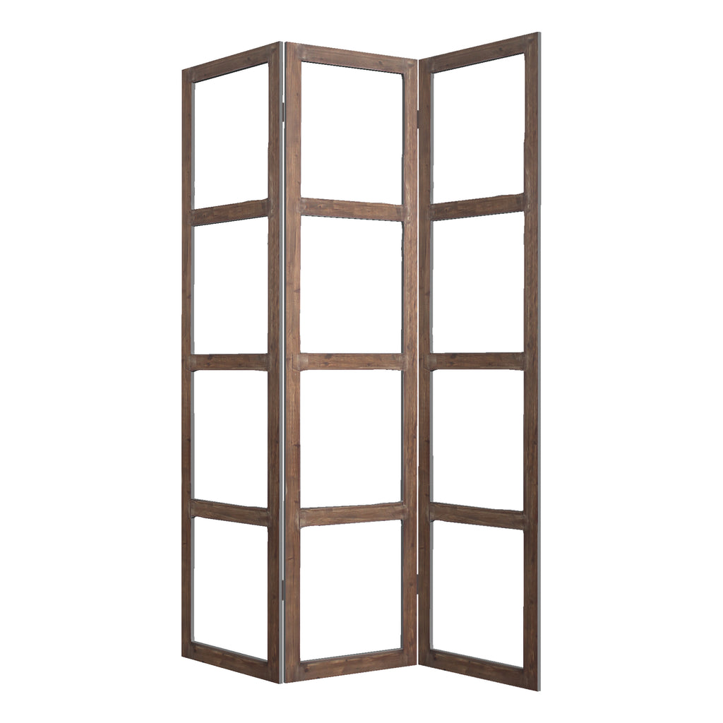 1 X 63 X 84 Brown Wood Glass  Screen - 99fab 