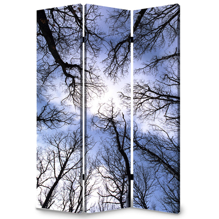 1" X 48" X 72" Multi Color Wood Canvas Forest  Screen