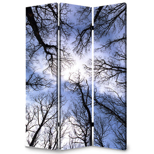 1" X 48" X 72" Multi Color Wood Canvas Forest  Screen