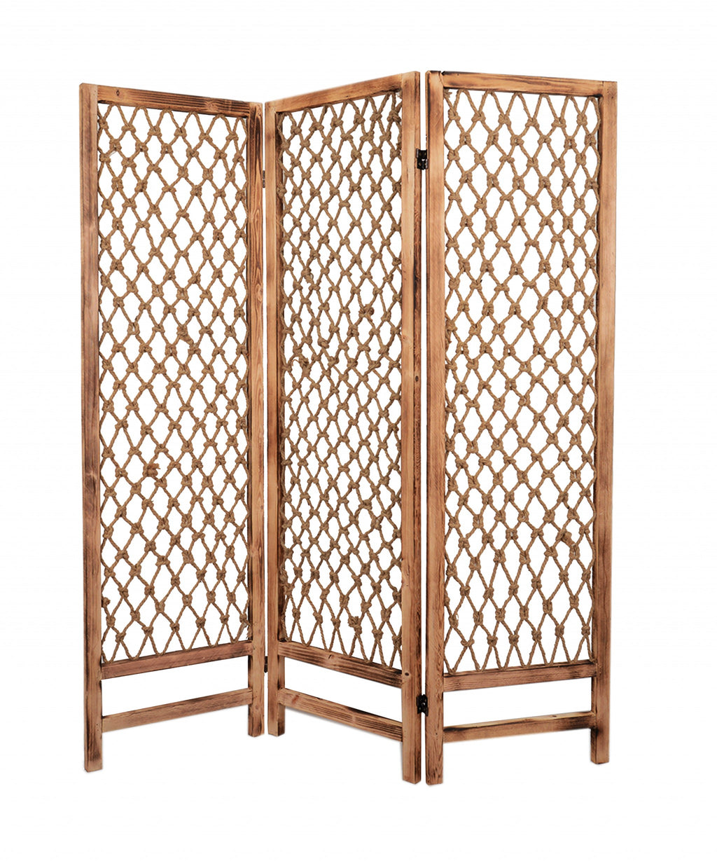 1 X 60 X 69 Natural Rope Wooden  Screen - 99fab 