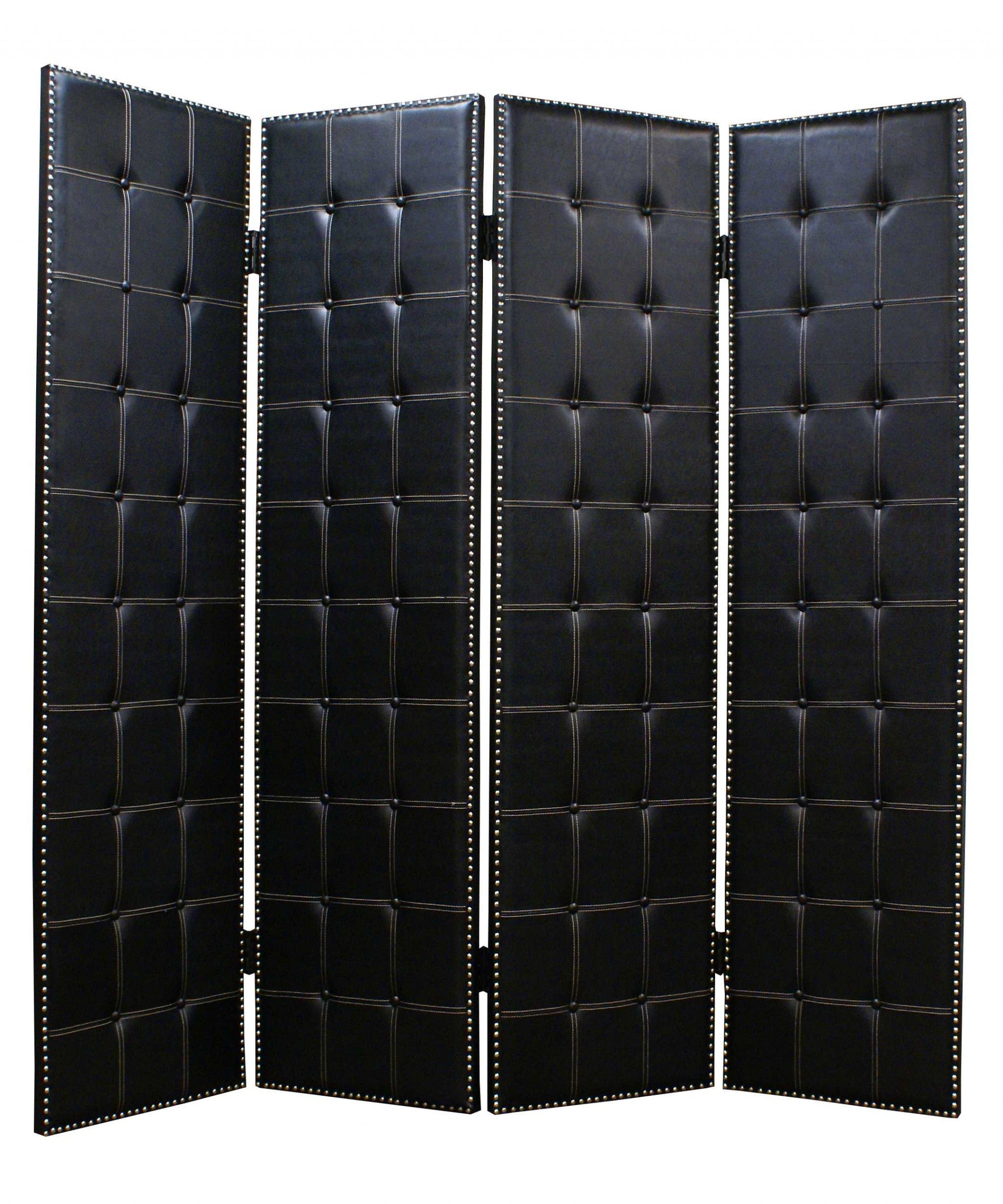 1 X 84 X 84 Black Faux Leather  Screen