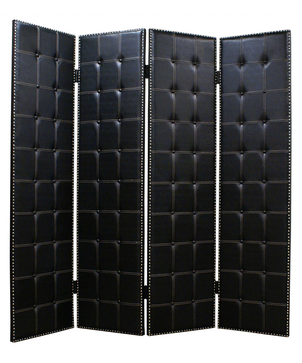 1 X 84 X 84 Black Faux Leather  Screen - 99fab 