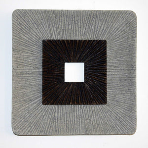 Brown & Gray Square Ribbed Wood Wall Art