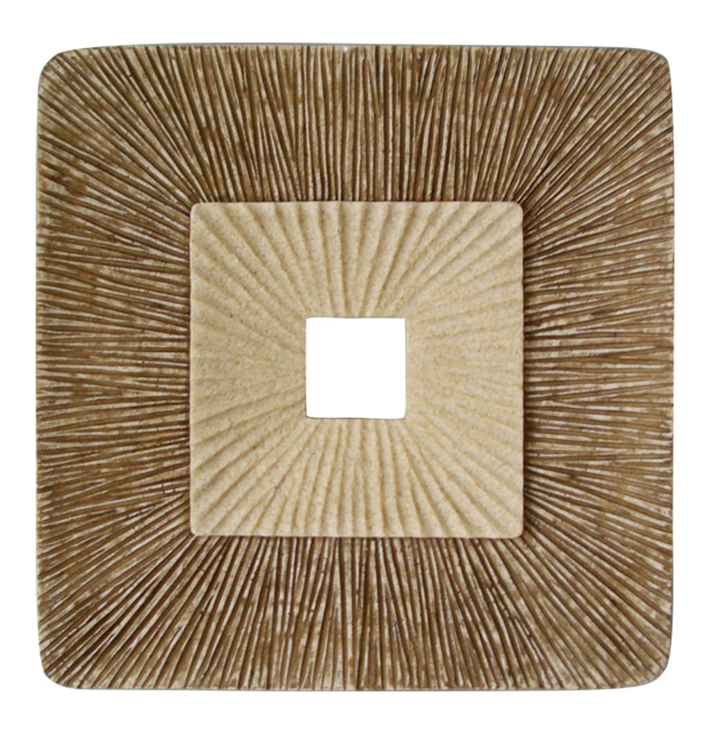 1 X 26 X 26 Brown Concave Square Double Layer Ribbed  Wall Plaque - 99fab 