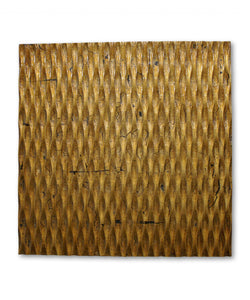 Raw Wood Look Gold Finish Square Wall Art Medium