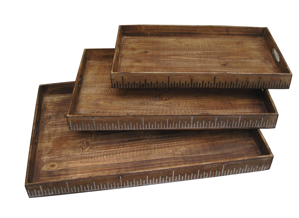 19 X 12 Brown Wood Tray Set - 99fab 