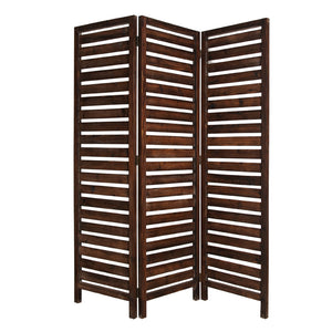 1" X 63" X 72" Brown 3 Panel Solid Wood Fortress  Screen