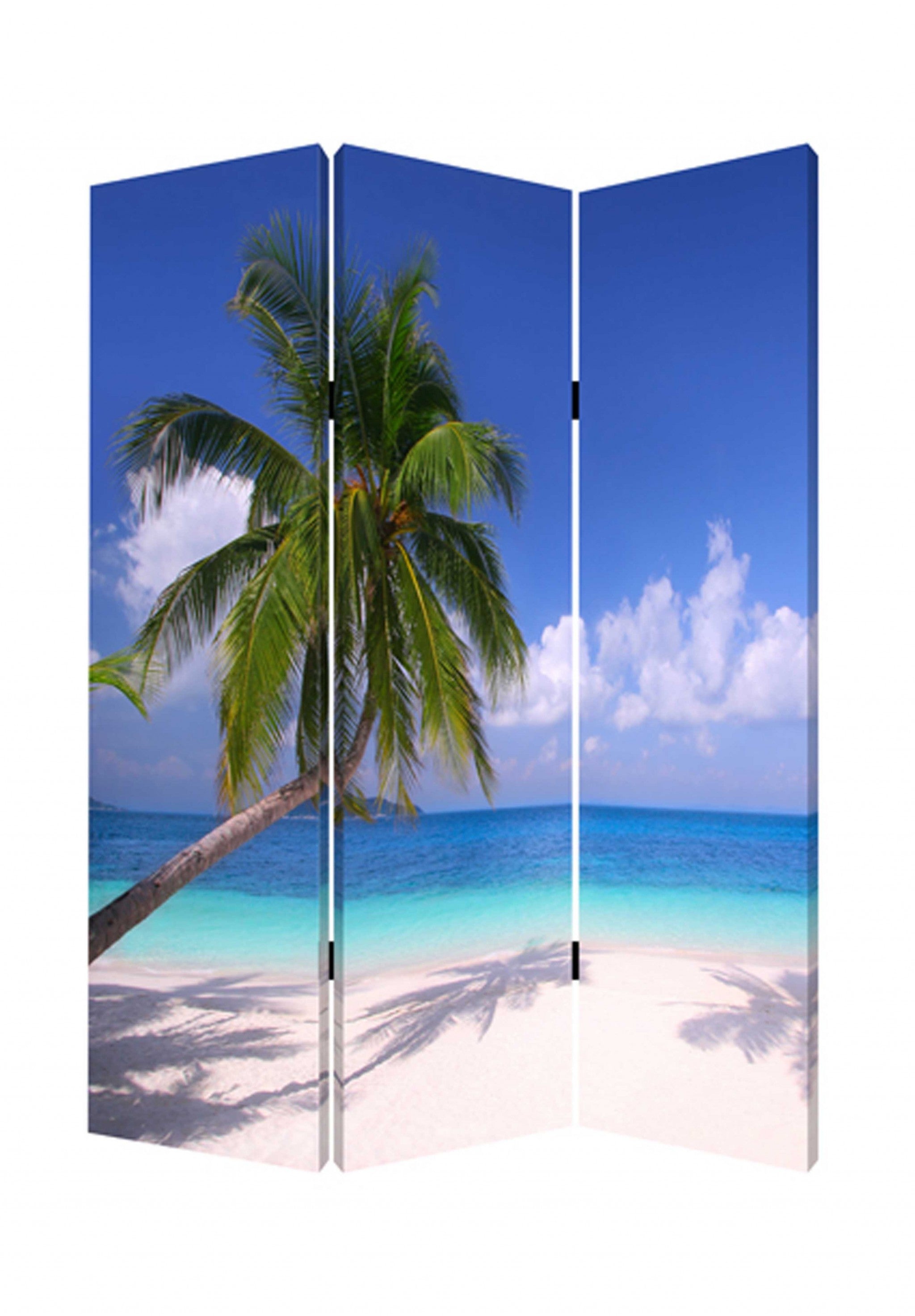 1 X 48 X 72 Multi Color Wood Canvas Paradise  Screen