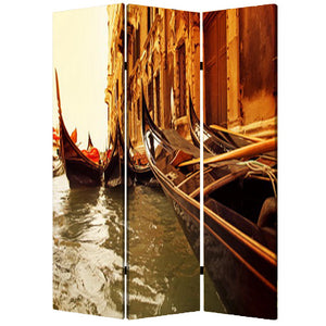 1" X 48" X 72" Multi Color Wood Canvas Venice  Screen