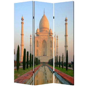 1" X 48" X 72" Multi Color Wood Canvas Taj Mahal  Screen