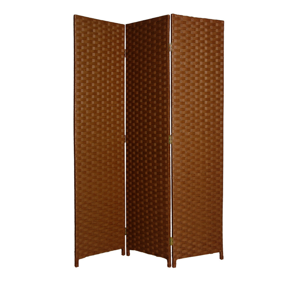 1" X 54" X 72" Dark Brown Wood  3 Panel Screen