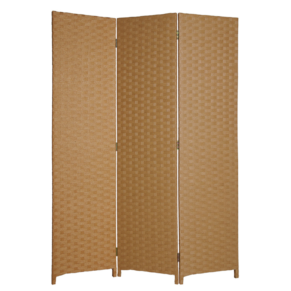 1" X 54" X 72" Dark Brown Wood  3 Panel Screen