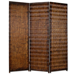 1" X 63" X 72" Brown Wood 3 Panel  Screen